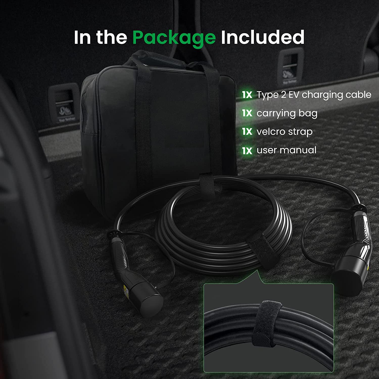 EV Car Charging Cable 22KW 32A 5M Type 2 to Type 2 for Electric Vehicle Car and Plug-in Hybrid Vehicle with Storage Bag