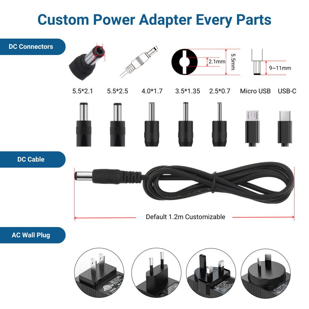 MYIXI 72W 12v 6a 12 Volts 6000mAh Desktop Power Adapter C6 C8 C14 Switching Power Supply Schuko Plug Europlug CE ROHS OEM