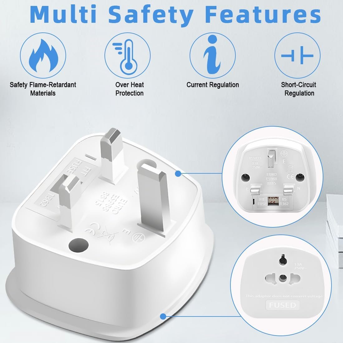 Hot sales in factories European specification US to UK plug converter BS UK adapter plug UK travel plug