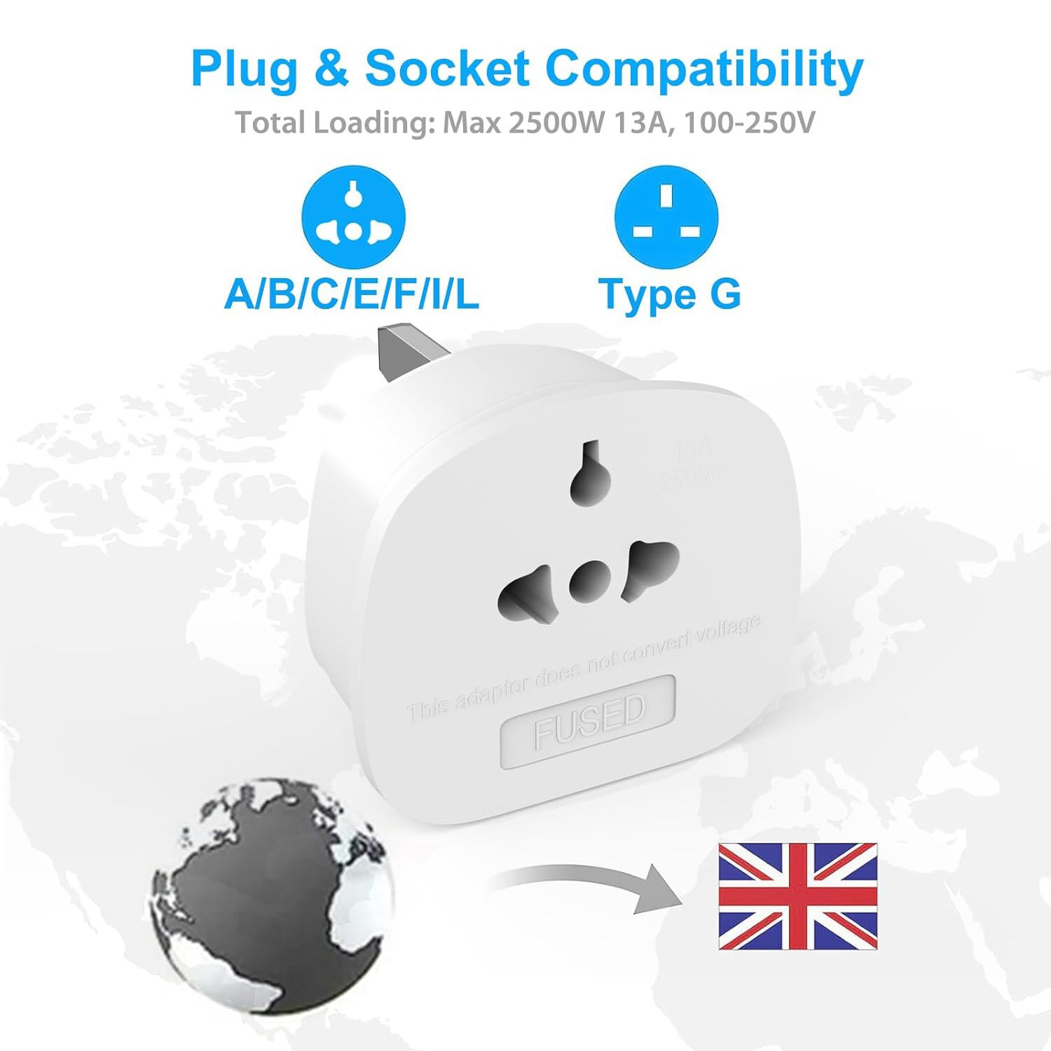 Hot sales in factories European specification US to UK plug converter BS UK adapter plug UK travel plug
