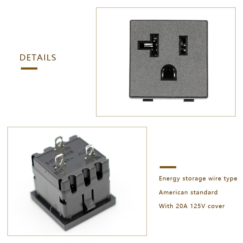 NEMA 5-20R 5-15R 20A US 3 Pins Power Socket Plug Panel Mount Type Female Connectors