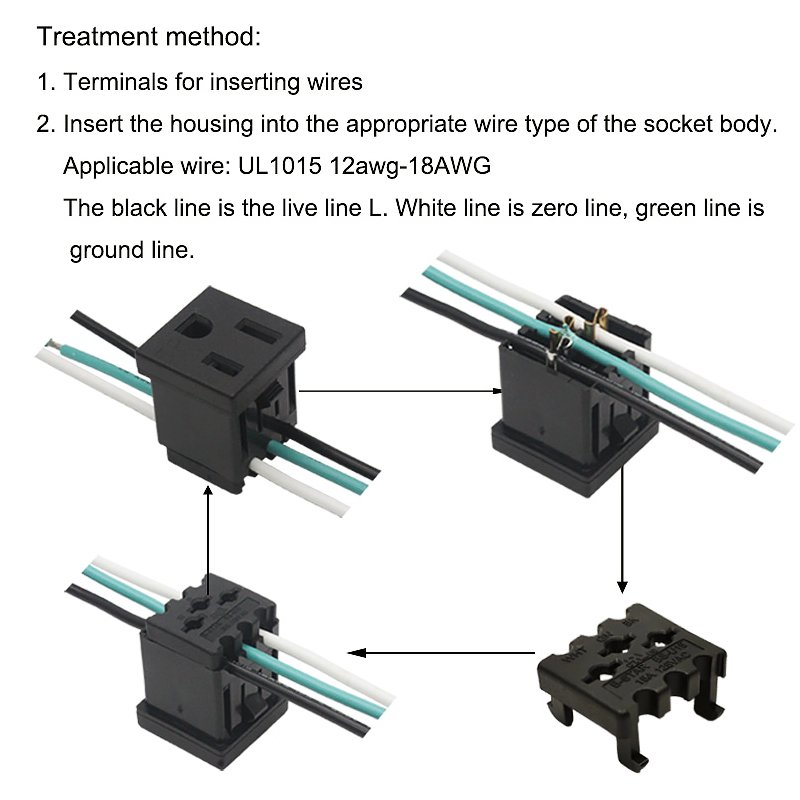 NEMA 5-20R 5-15R 20A US 3 Pins Power Socket Plug Panel Mount Type Female Connectors