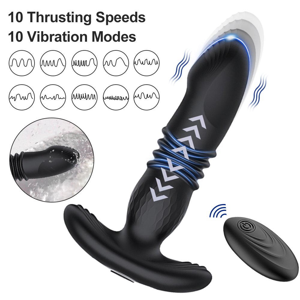 Hot Selling 2 in 1 Thrusting Dildo Vibrator Anal Sex Toys Male Prostate Massager Woman Butt Plug Vibrator with Remote Control