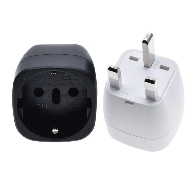 EU to UK plug adapter Schuko Type-F to England Type-G Converter 16A to 13A Travel Connector For European to United Kingdom
