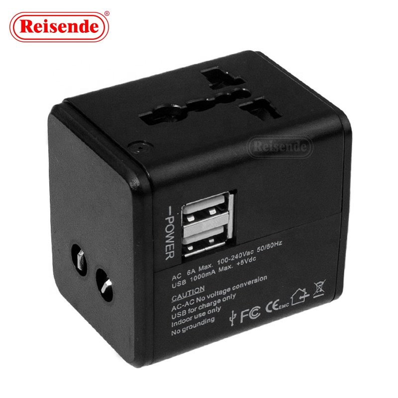 Universal Travel Adapter 2Usb Converter Plug For EU AU US UK