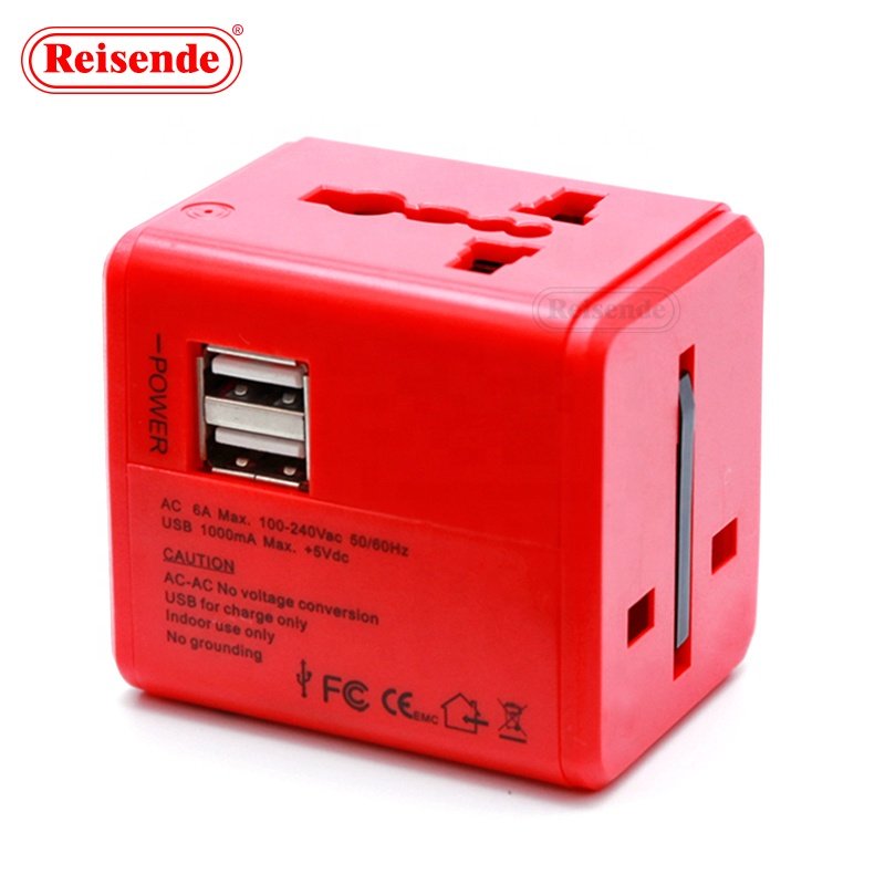 Universal Travel Adapter 2Usb Converter Plug For EU AU US UK