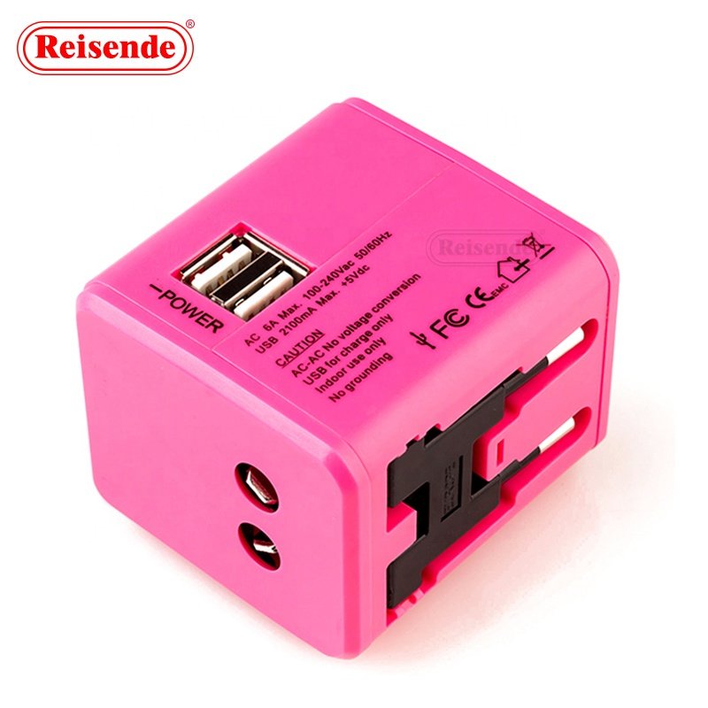Universal Travel Adapter 2Usb Converter Plug For EU AU US UK
