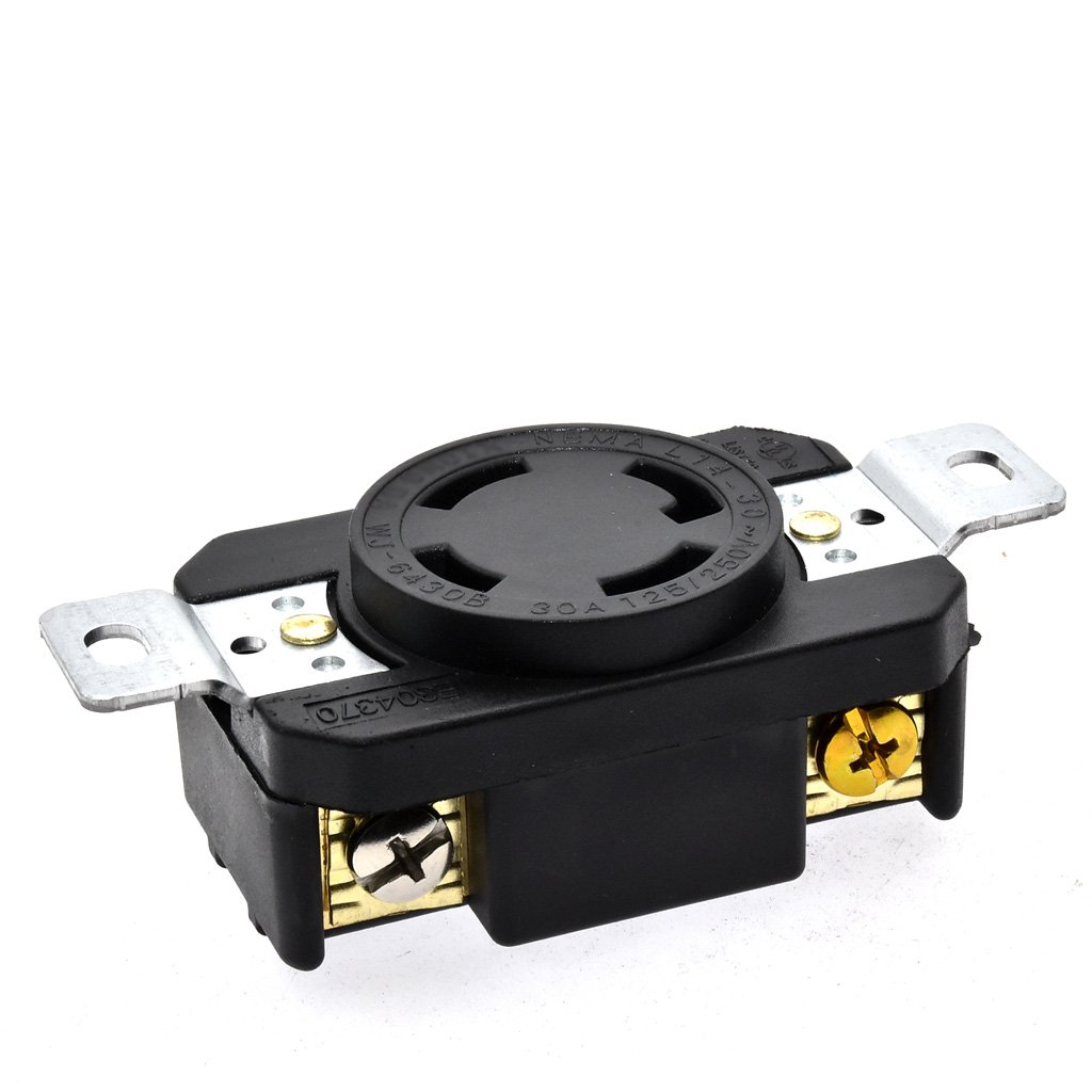 Black American 30A 1250V/250V NEMA L14-30P L14-30R US 4-hole anti-off industry power plug socket inline wire connector