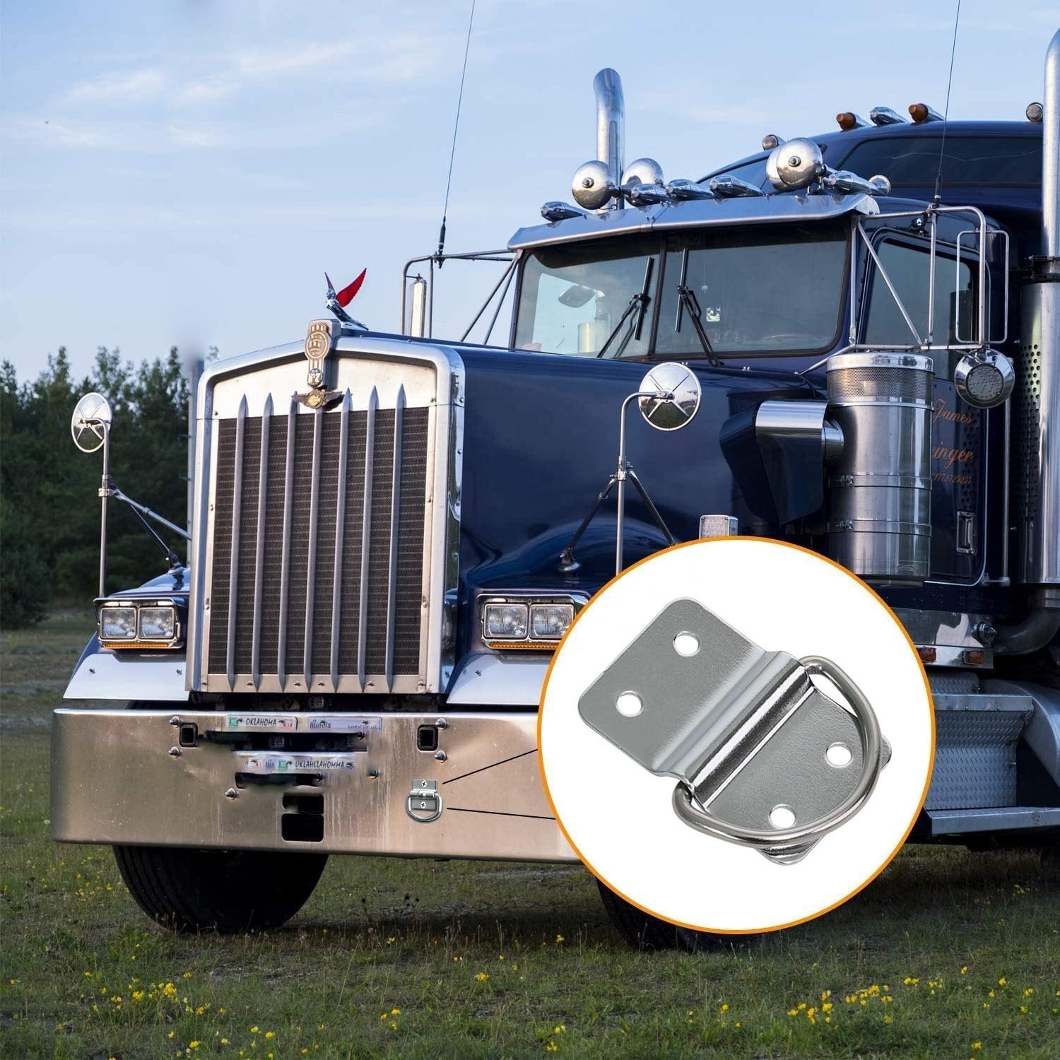 Trailer Floor Tie Downs Rope Ring Tie Down Anchor Galvanized Steel Surface Mount tie down point rings 2300 lbs Capacity