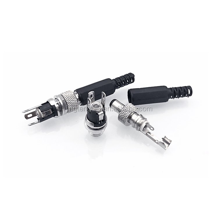 JT 1set 5.5mm x 2.1mm Lockable DC power Plug and DC-025BM DC Power jack Socket Female Panel Connector