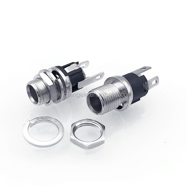 JT 1set 5.5mm x 2.1mm Lockable DC power Plug and DC-025BM DC Power jack Socket Female Panel Connector