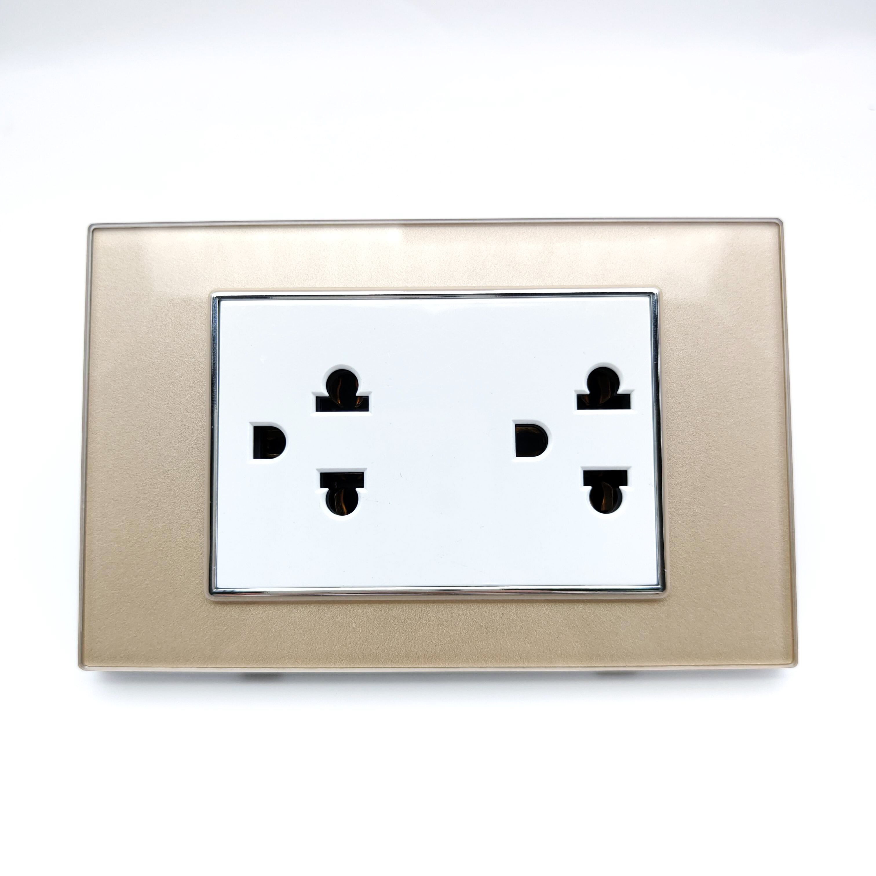 OEM ODM 2023New 110-250V AC Plug Glass US America Socket 6 Pins Universal Wall Socket