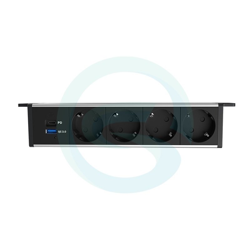 New UK EU Power Plug Office Room Interconnection Box Under Table Bar Socket Under Desk Outlet for Extension Connection