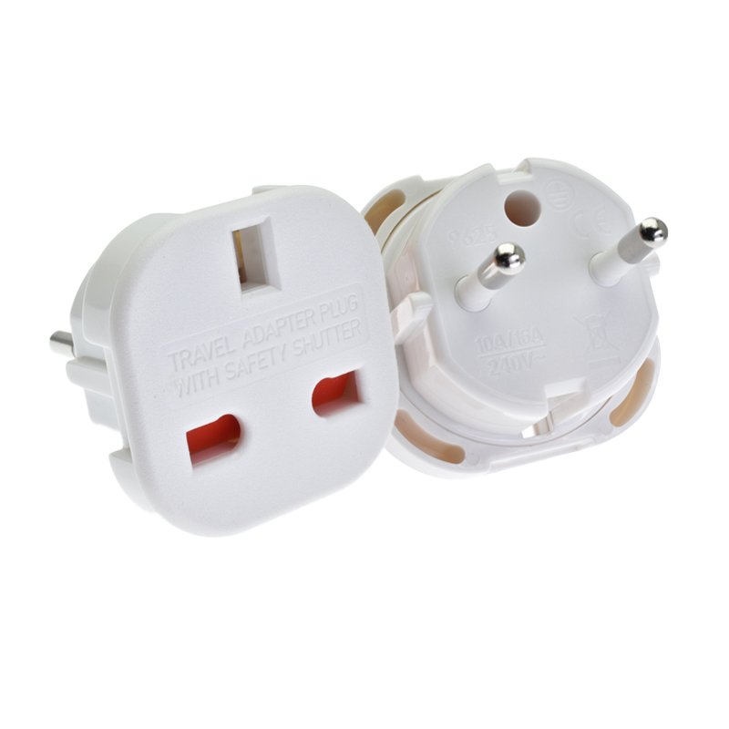 uk to eu plug adapter 9625 Saftey shutter UK to European schuko plug travel adapter 3 pin to 2 pin adaptor CE UKCA