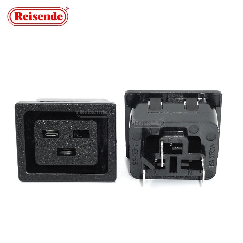 SS-3A Ac Power Socket C20 3-pin 250v 16a Ac Male Socket With Panel Mounting Hole
