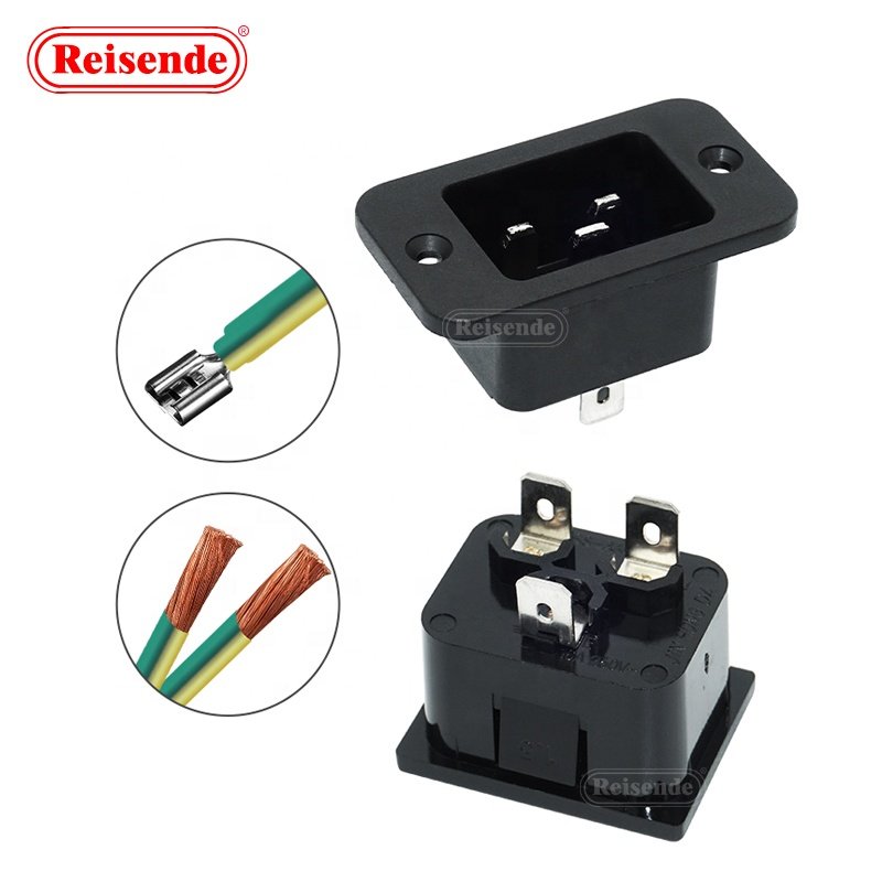 SS-3A Ac Power Socket C20 3-pin 250v 16a Ac Male Socket With Panel Mounting Hole