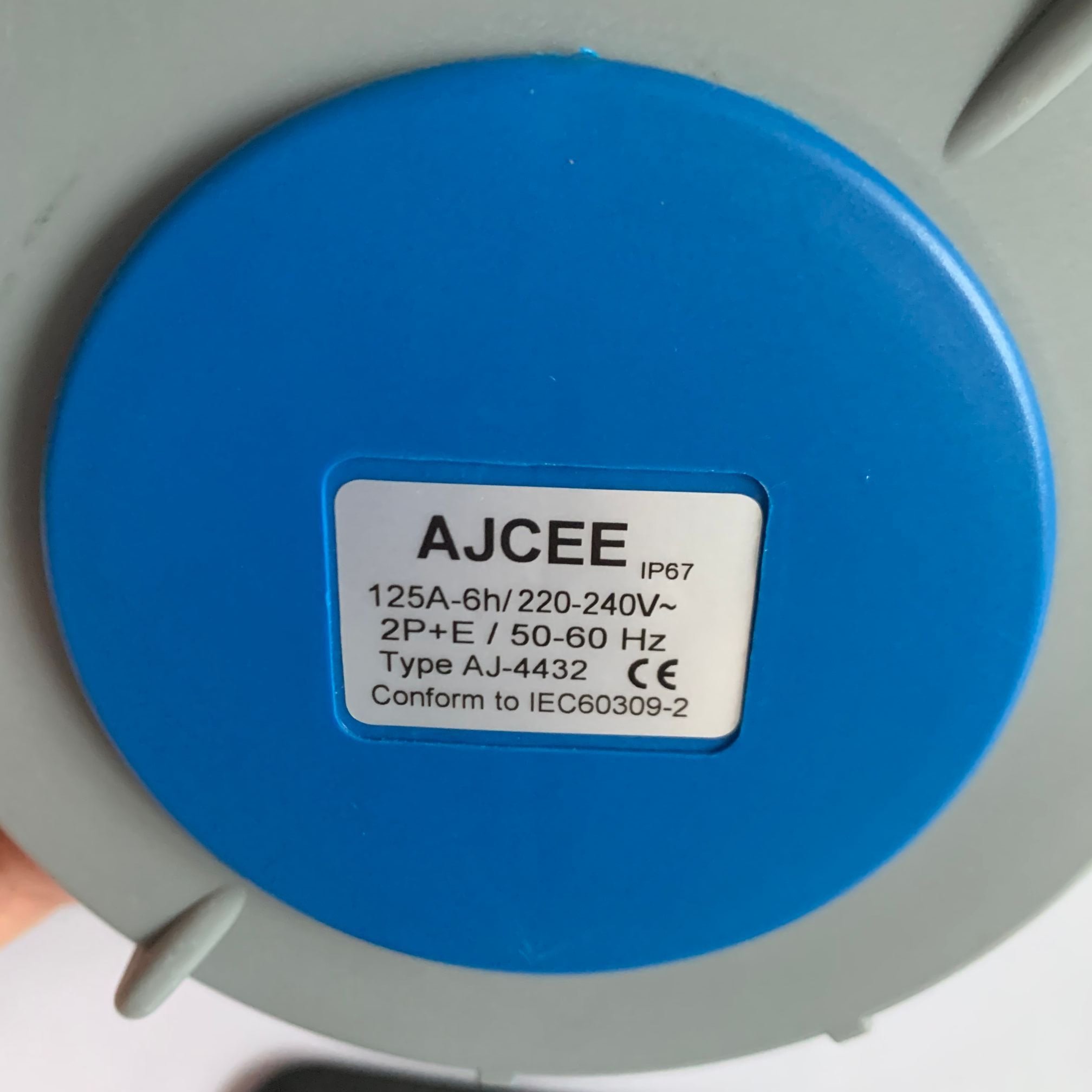 AJCEE ip67 3pin 2P+E 220v 250v waterproof surface mounted panel wall socket ip67 125amp industrial plug and socket