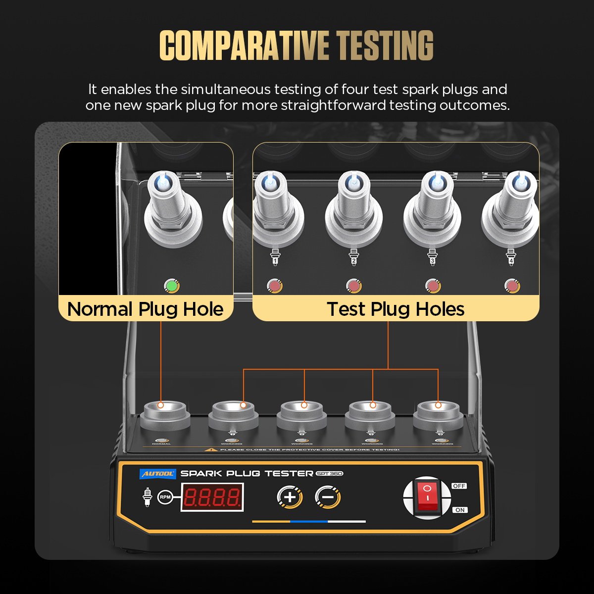Wholesale AUTOOL SPT360 Digital Car Ignition Comparison Performance Test High Voltage 4 Spark Plug Tester Plugs