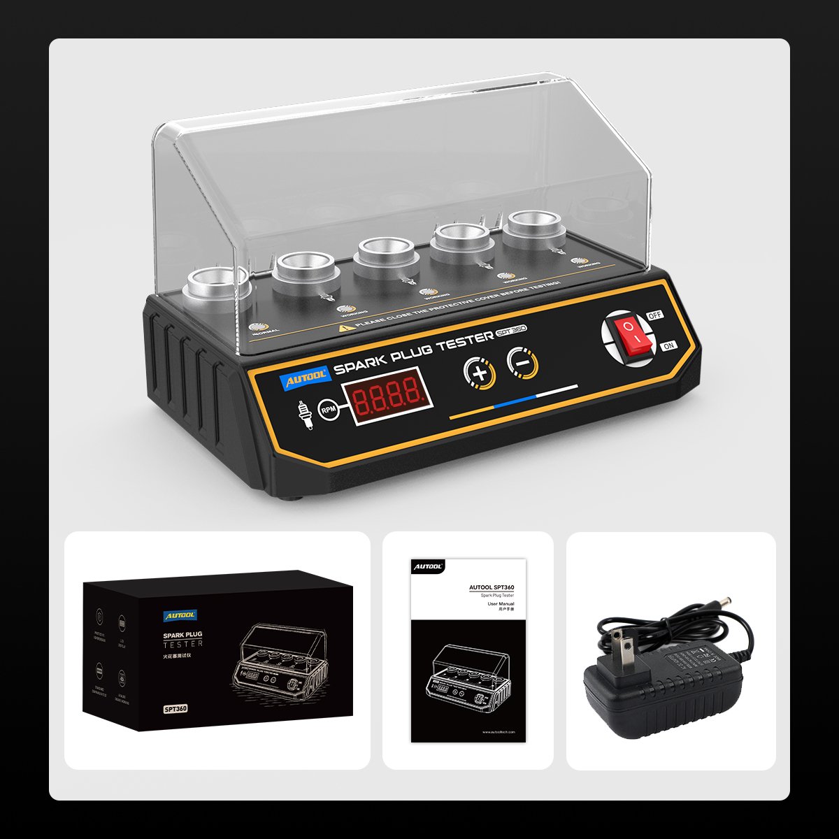 Wholesale AUTOOL SPT360 Digital Car Ignition Comparison Performance Test High Voltage 4 Spark Plug Tester Plugs
