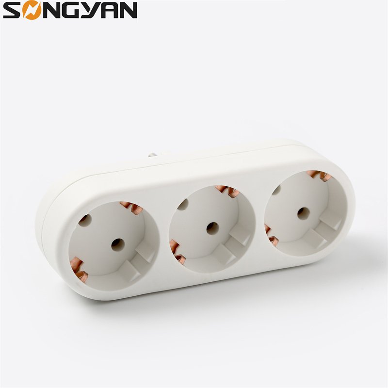 Hot sale conversion european plug 3 way eu standard power charger socket adapter