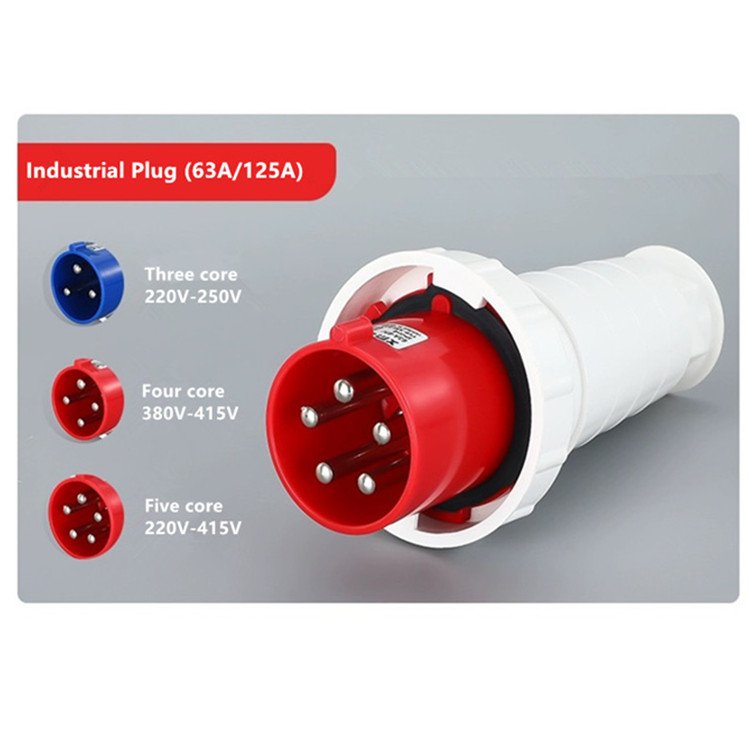 Electric single three phase 3pin 4pin 5pin 1 63a 125a industrial plugs and sockets