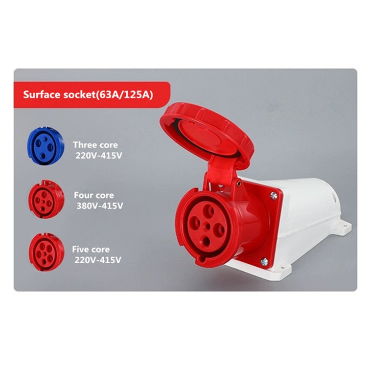 Electric single three phase 3pin 4pin 5pin 1 63a 125a industrial plugs and sockets