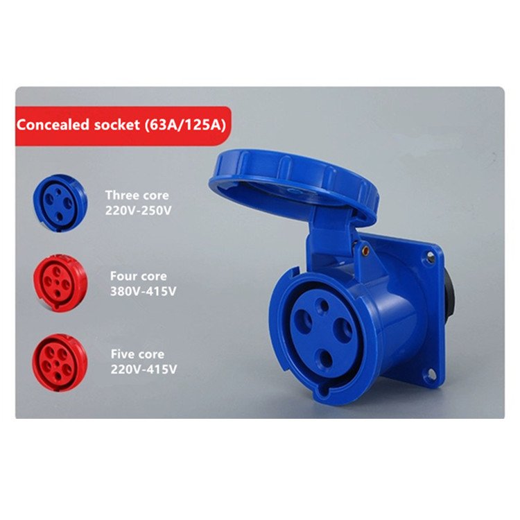 Electric single three phase 3pin 4pin 5pin 1 63a 125a industrial plugs and sockets