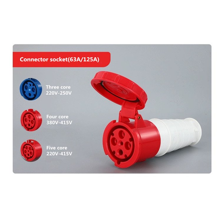 Electric single three phase 3pin 4pin 5pin 1 63a 125a industrial plugs and sockets