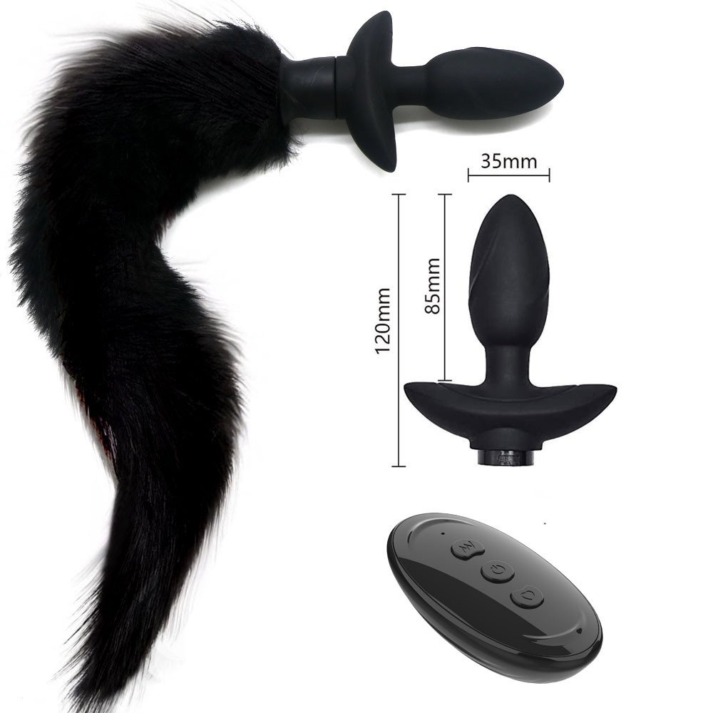 Remote Control Vibrating Anal Plug Vagina Butt Plug Rotation Anal Vibrator Vibration Silicone Anal Plug Fox Tail for Women