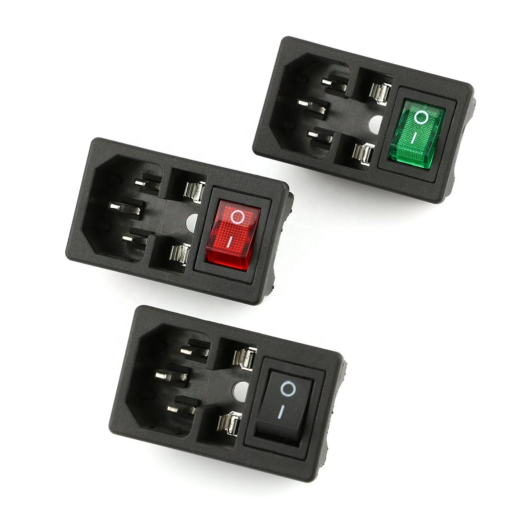 AC-01 Male Socket AC IEC Plug 7pins Panel mounting Inlet Female ac power socket with fuse rocker switch