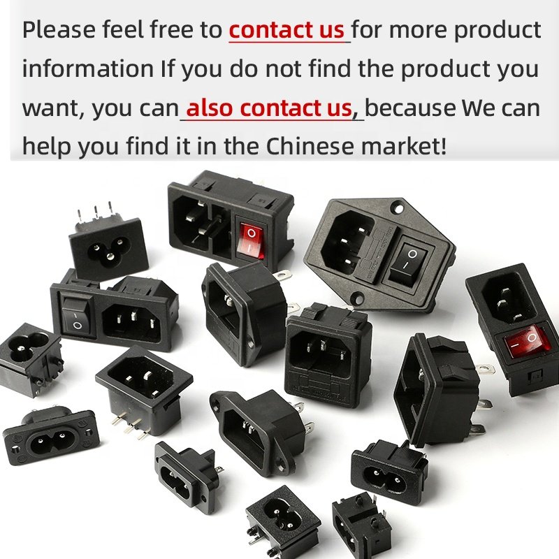 AC-01 Male Socket AC IEC Plug 7pins Panel mounting Inlet Female ac power socket with fuse rocker switch