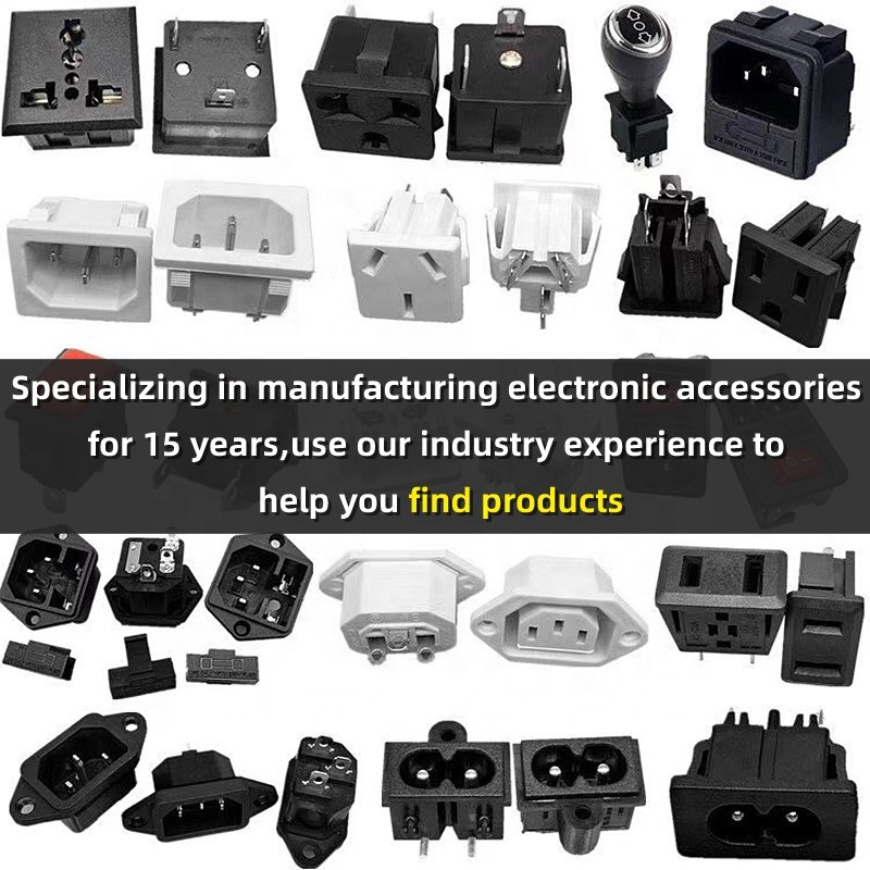AC-01 Male Socket AC IEC Plug 7pins Panel mounting Inlet Female ac power socket with fuse rocker switch