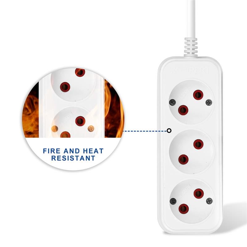 EU Standard Power Strip CE Approval 3 way Outlet EU Plug 2M cable Extension socket