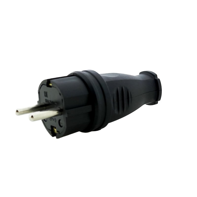 Hot Sale 16A Black Rubber Plug Straight With Grounding IP44 220V For Industrial Application EU/UK/US Plug Standard Wholesale
