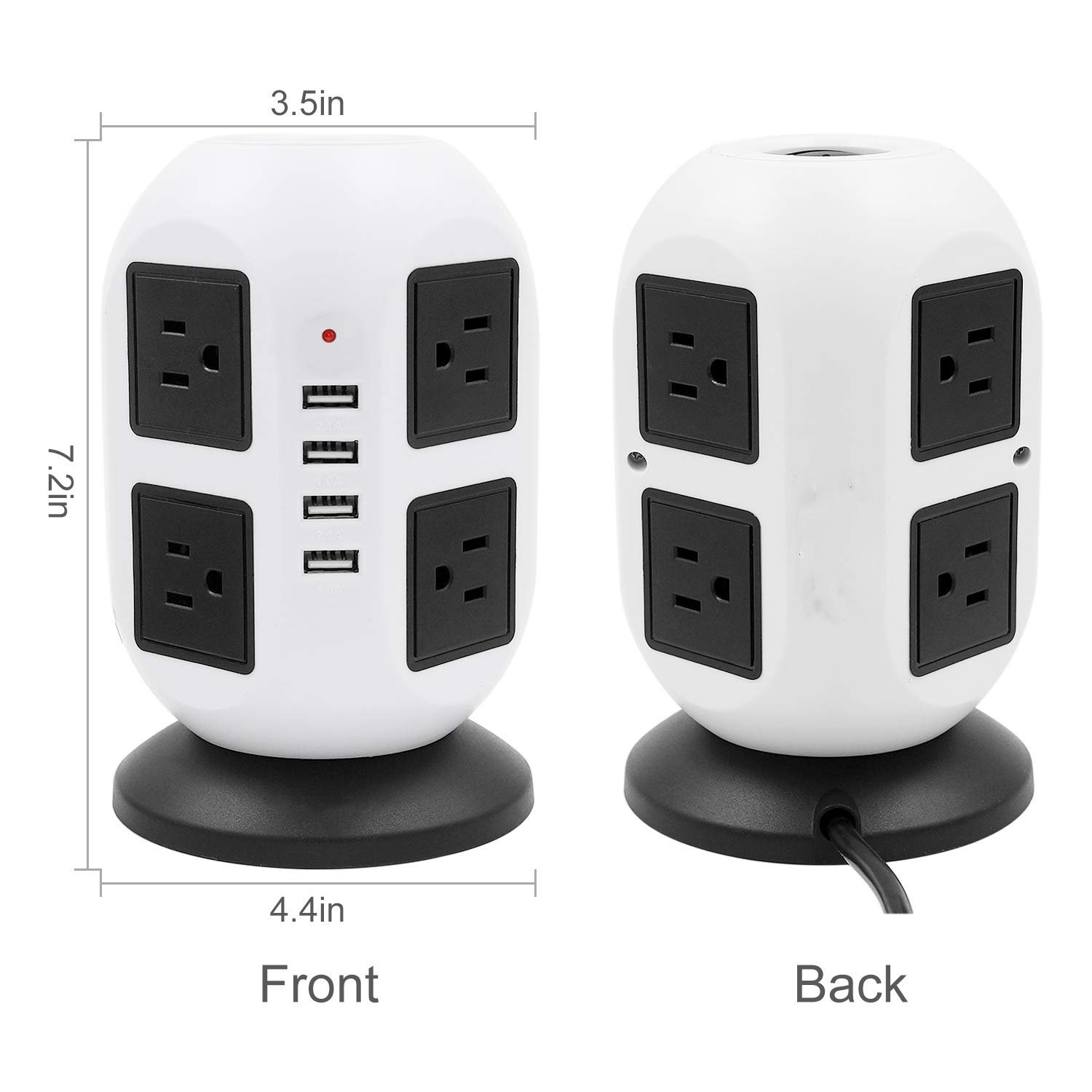 Power Strip Tower with USB C Ports Surge Protector with 6 FT Extention Cord, Multi Outlet Tower for Home Office Desk, Dorm Room