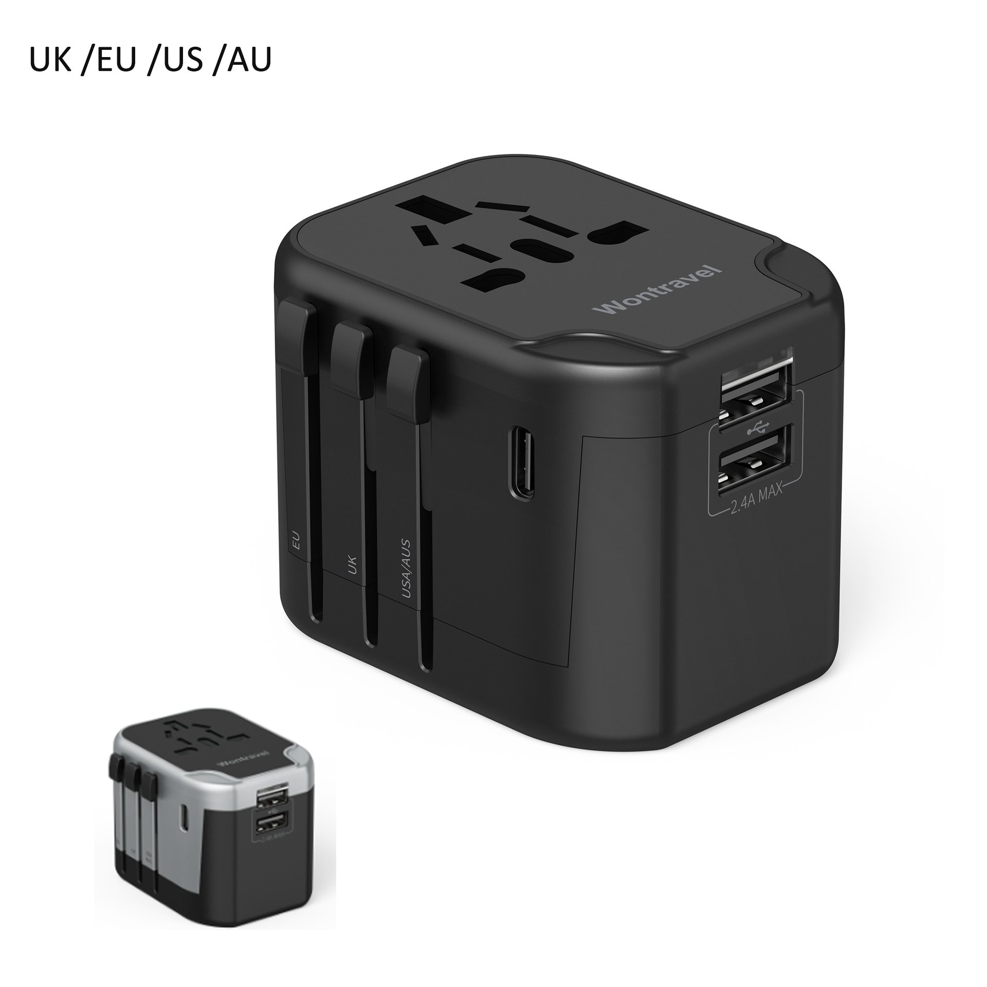 Worldplug international multi plug USB TYPE C socket, worldwide power adaptor universal travel plug mini adapter charger