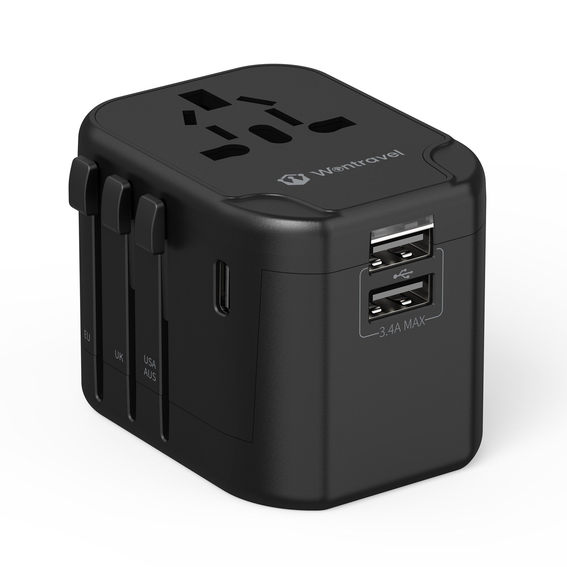 Worldplug international multi plug USB TYPE C socket, worldwide power adaptor universal travel plug mini adapter charger