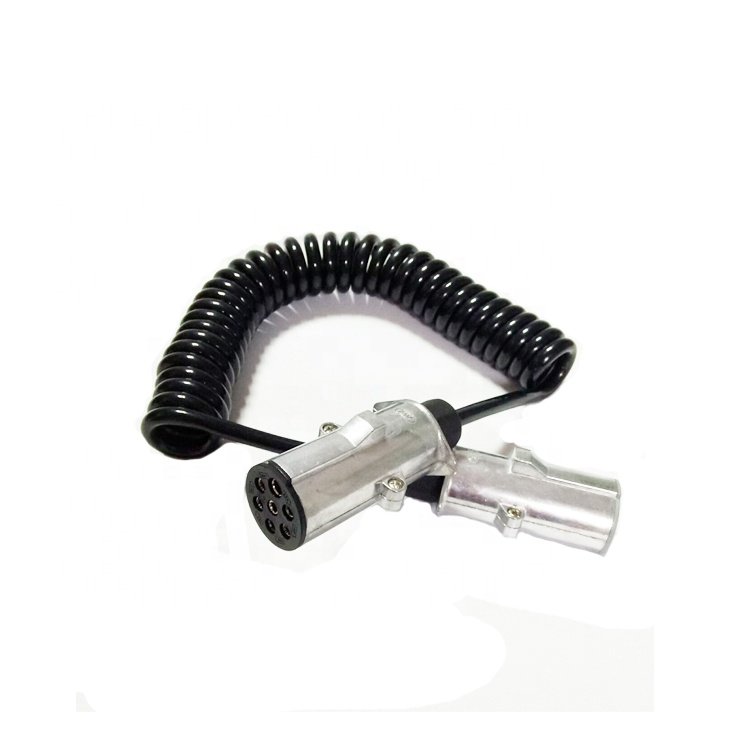 ABS EBS 7 pin plug spring cable, 12/15 feet extension trailer coiled cable