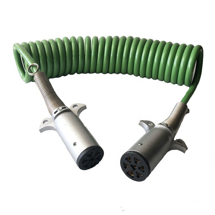 ABS EBS 7 pin plug spring cable, 12/15 feet extension trailer coiled cable
