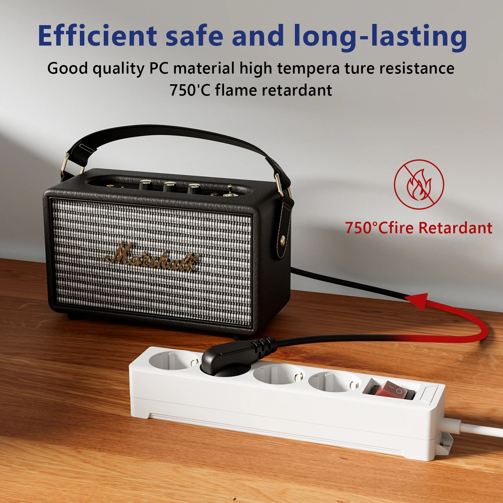 EU electric power strip 3 socket surge protector universal 3 pin plug outlet extension cable with safe protector