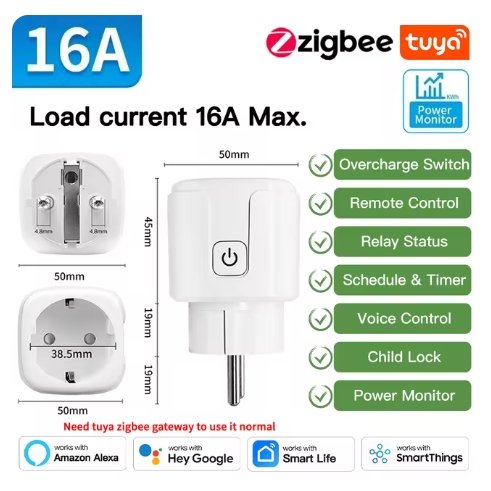 WHDZ01 TUYA Smart Plug WiFi Socket EU 16A/20A With Power Monitor Timing Function Voice Control Works With Home