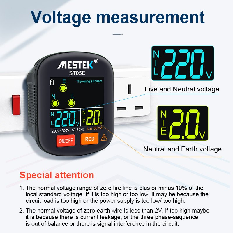 ST05E Socket Standard UK Ground Tester UK Plug Industrial Electric Wall Socket Cheap GFCI RCD Digital Black Socket