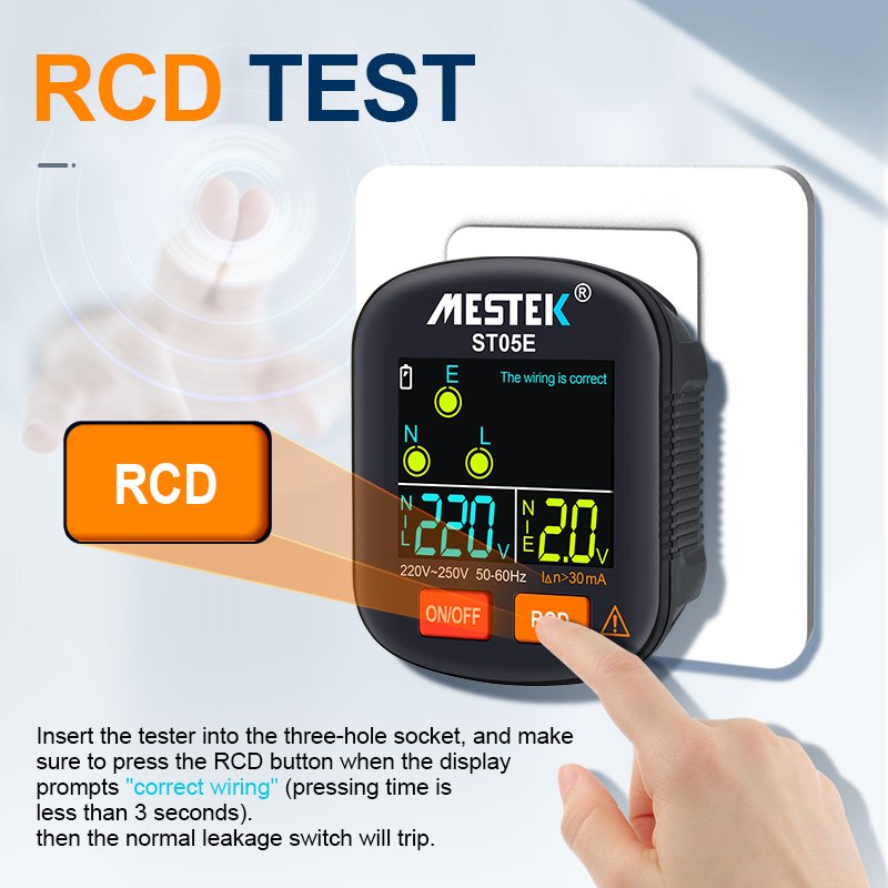 ST05E Socket Standard UK Ground Tester UK Plug Industrial Electric Wall Socket Cheap GFCI RCD Digital Black Socket