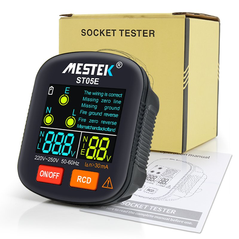 ST05E Socket Standard UK Ground Tester UK Plug Industrial Electric Wall Socket Cheap GFCI RCD Digital Black Socket