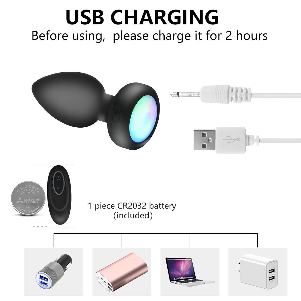 2022 New Vibrating Butt Plug Light Up With remote control Anal Plug Sex Toy For Women Color Change With light