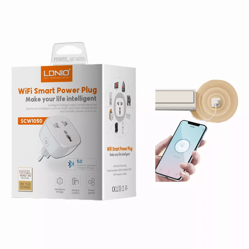LDNIO SCW1050 UK EU US Electrical Plug With Customized Logo Brand Wifi Single Power Plug Wifi Smart Universal Power Strip