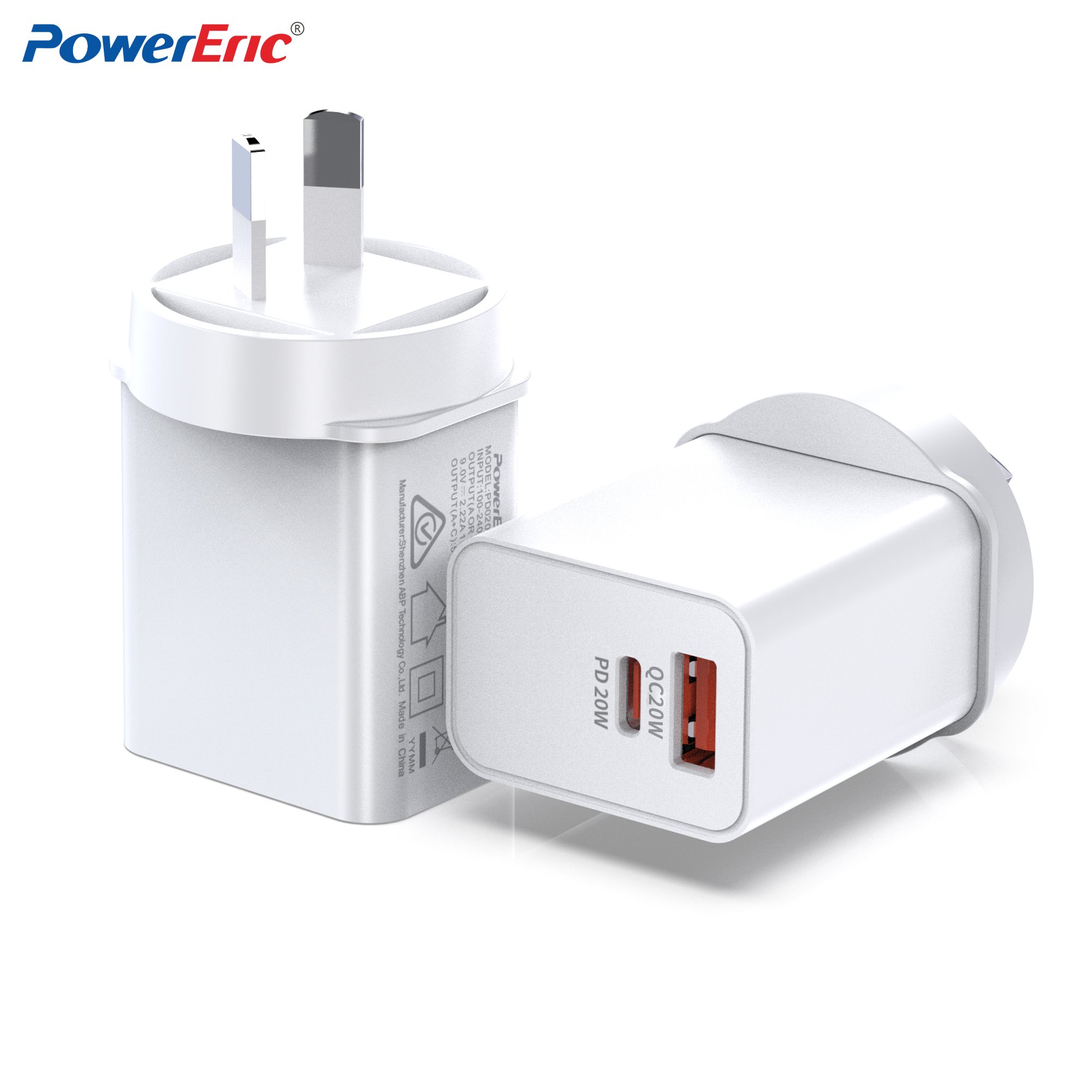 PD20WA + C charger is suitable for the apple mobile phone quick charger head QC3.0 2 mouth travel charger plug