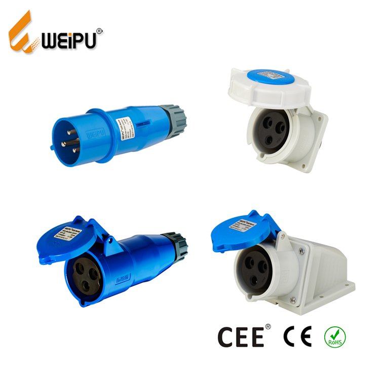 China manufacturer 32A 230V/400V 3pin/4pin/5pin IP67 CEE Industrial socket electric industrial power plugs