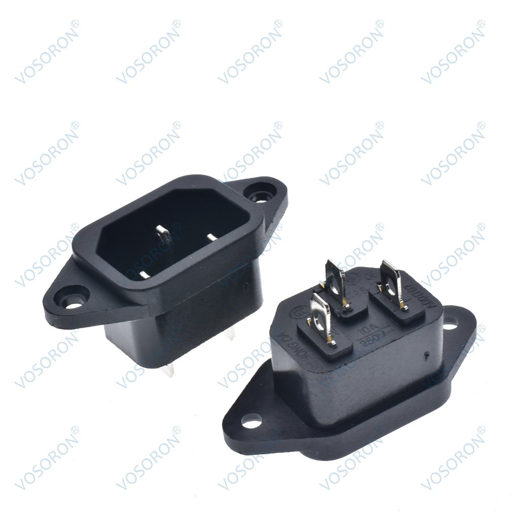 AC 250V 10A IEC 320 C14 Panel Mount Plug Adapter Power Connector Socket