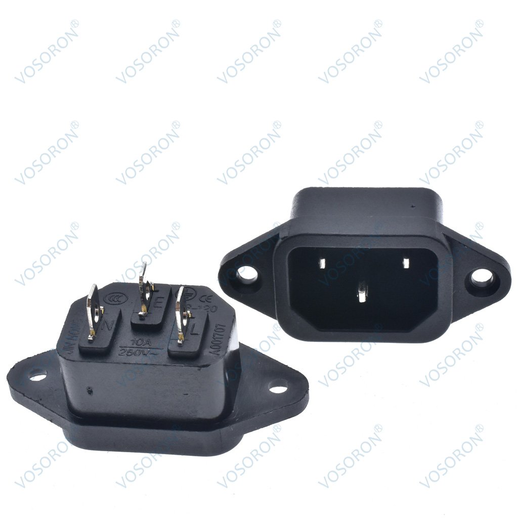 AC 250V 10A IEC 320 C14 Panel Mount Plug Adapter Power Connector Socket